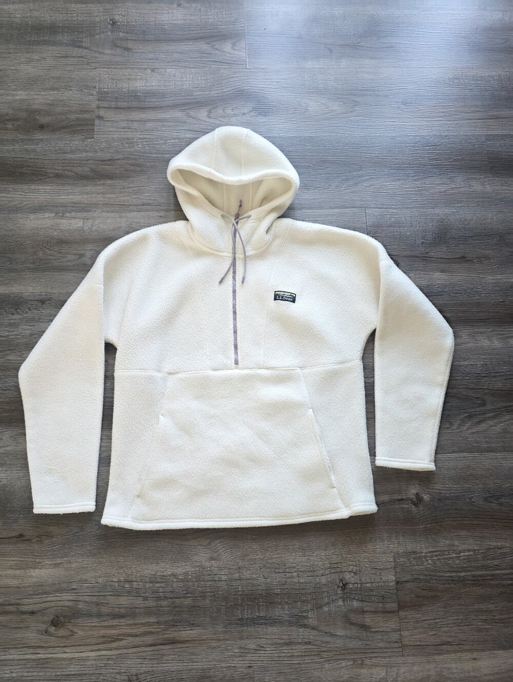 L.L. Bean Women's  Cream Hooded Zip-Pullover  Sweater Size M